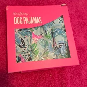 Lilly Pulitzer Blue and Pink Dog Pajamas Tropical Print